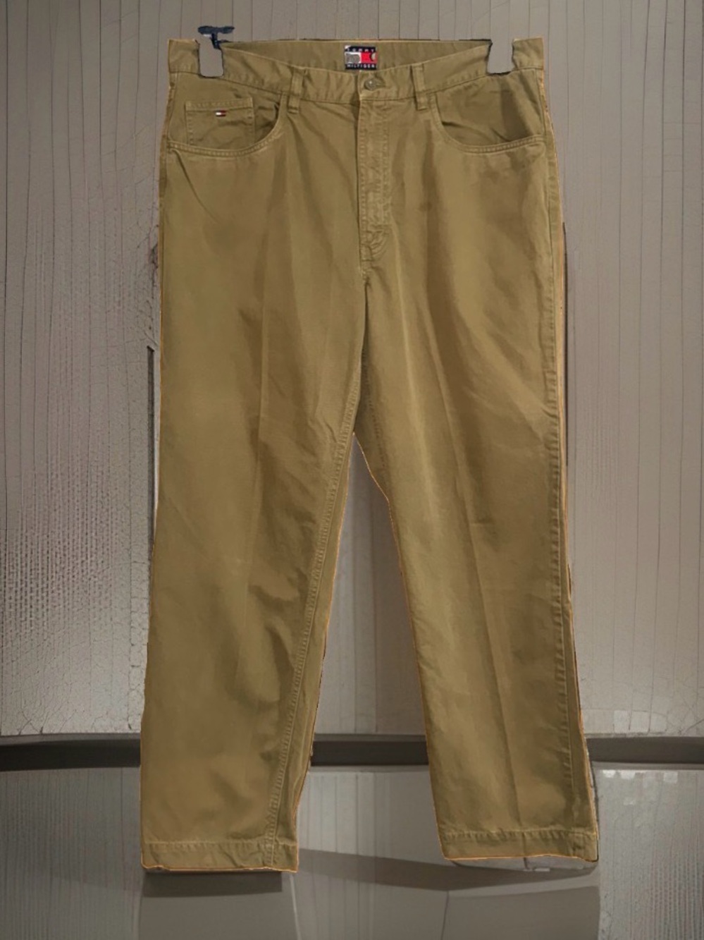 Vtg Tommy Hilfiger Men's Tan Heavy Cotton Chino Pants-35”x30”-EC